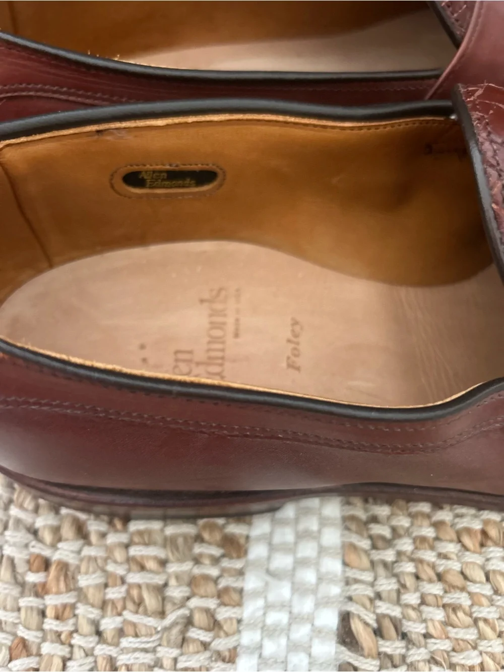 Allen Edmonds Foley Brown Woven Leather Slip-On Dress Loafers Men’s 12 D